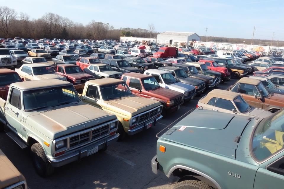 Trucks and SUVs at an auto auction